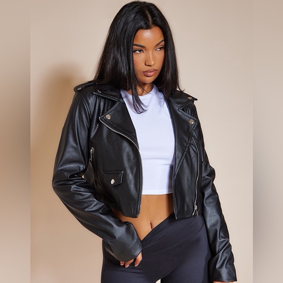Cropped Faux Leather Jacket - Picture 1 of 15